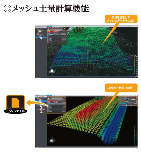 メッシュ土量計算機能
